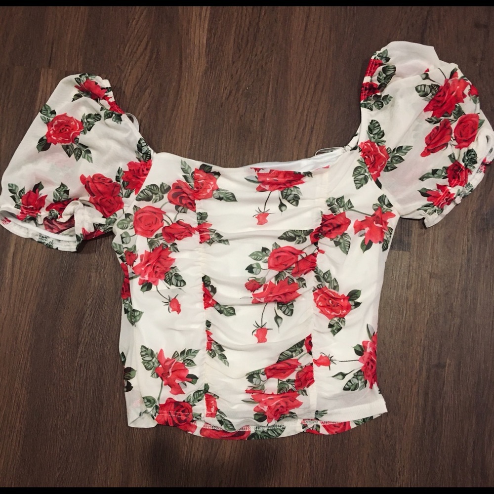 White Flowery Girly Top